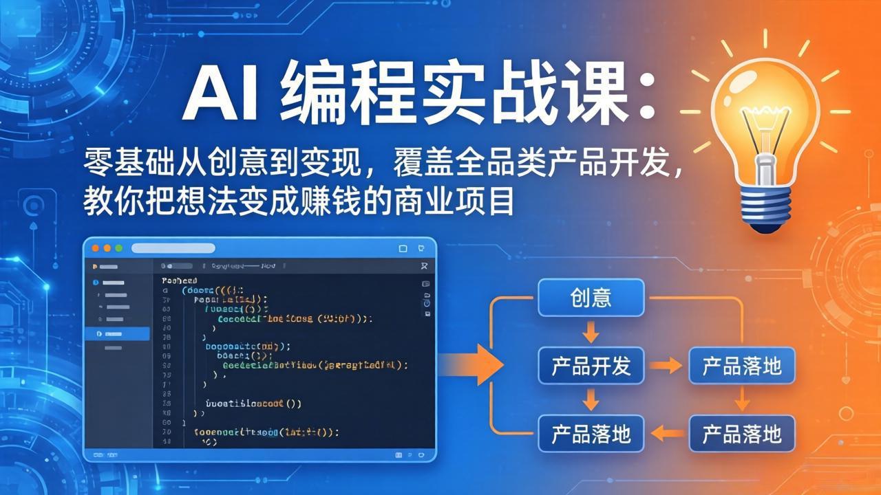 AI编程实战课-第三期-5月9更新：零基础从创意到变现，覆盖全品类产品开发，把想法变成赚钱项目-问小徐资源库