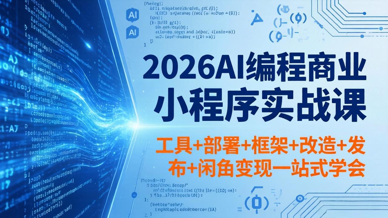 2026AI编程商业小程序实战课，工具+部署+框架+改造+发布+闲鱼变现一站式学会-问小徐资源库