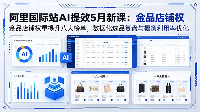 阿里国际站AI提效5月新课：金品店铺权重提升八大榜单，数据化选品复盘与橱窗利用率优化-问小徐资源库