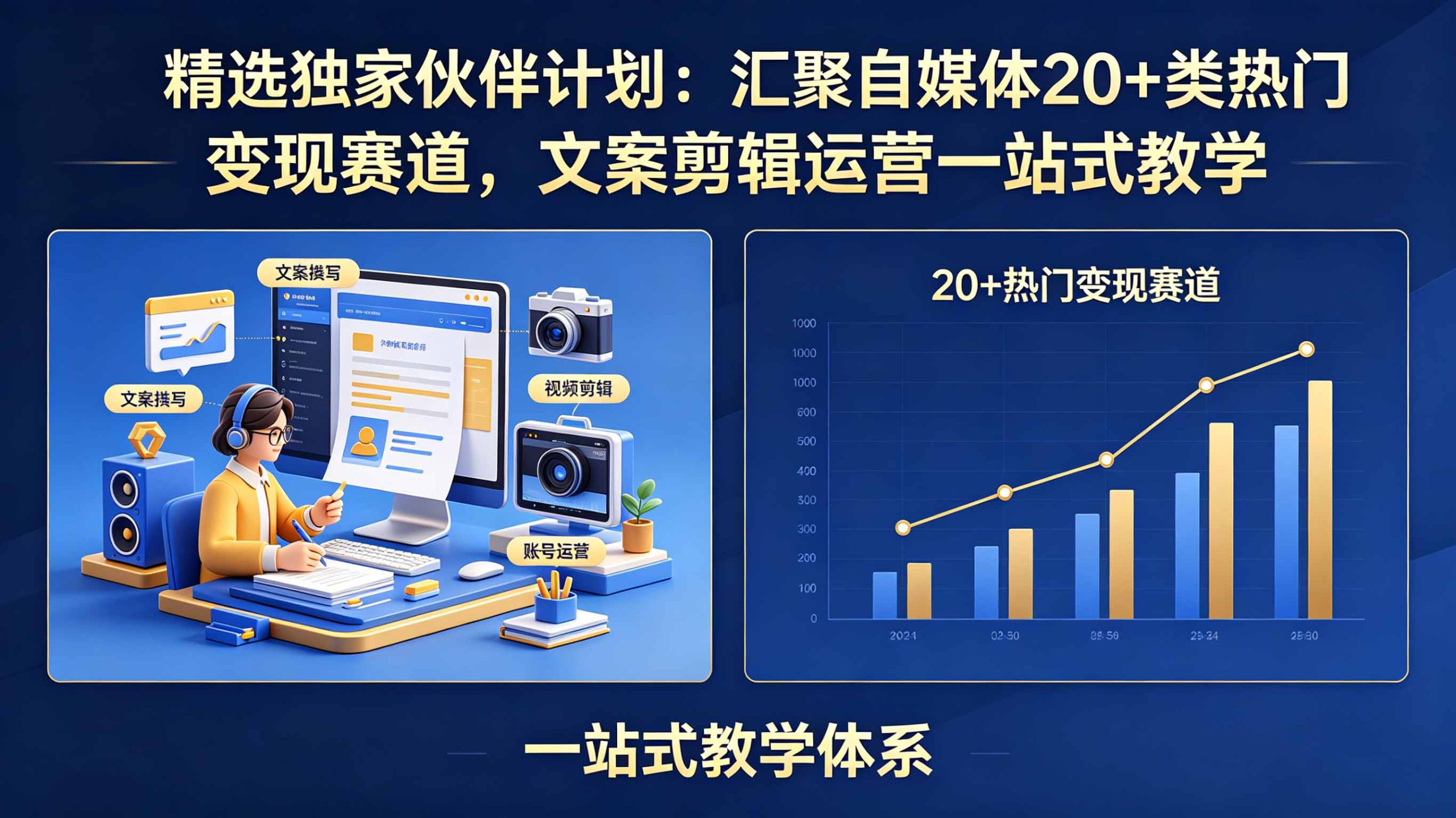 精选独家伙伴计划：汇聚自媒体20+类热门变现赛道，文案剪辑运营一站式教学-问小徐资源库