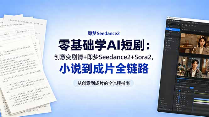零基础学AI短剧:创意变剧情+即梦Seedance2+Sora2,小说到成片全链路-问小徐资源库