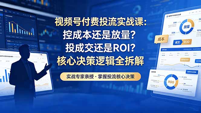 视频号付费投流实战课-5月：控成本还是放量？投成交还是ROI？核心决策逻辑全拆解-问小徐资源库