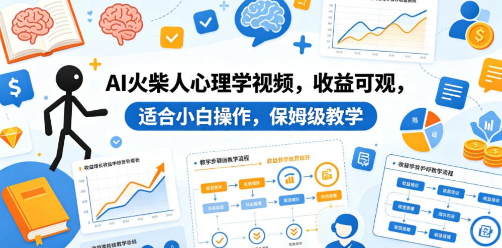 AI火柴人心理学视频，收益可观，适合小白操作，保姆级教学-问小徐资源库