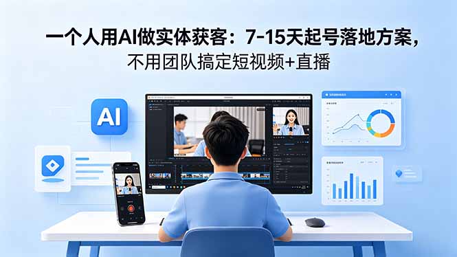 一个人用AI做实体获客：7-15天起号落地方案，不用团队搞定短视频+直播-问小徐资源库