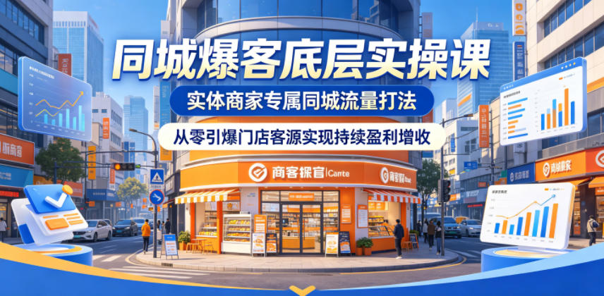 同城爆客底层实操课，实体商家专属同城流量打法，从零引爆门店客源实现持续盈利增收-问小徐资源库
