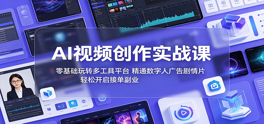 AI视频创作实战课：零基础玩转多工具平台，精通数字人广告、剧情片，轻松开启接单副业-问小徐资源库