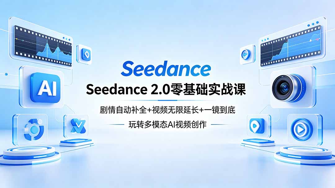 Seedance 2.0零基础实战课：剧情自动补全+视频无限延长+一镜到底：玩转多模态AI视频创作-问小徐资源库