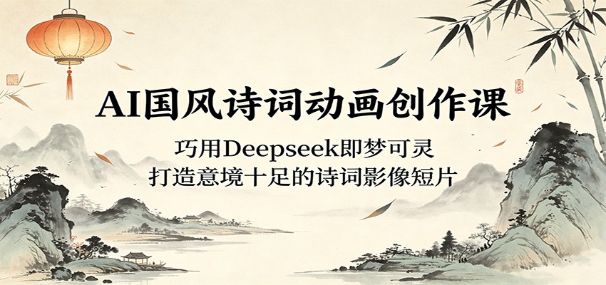 AI国风诗词动画创作课：巧用Deepseek即梦可灵，打造意境十足的诗词影像短片-问小徐资源库