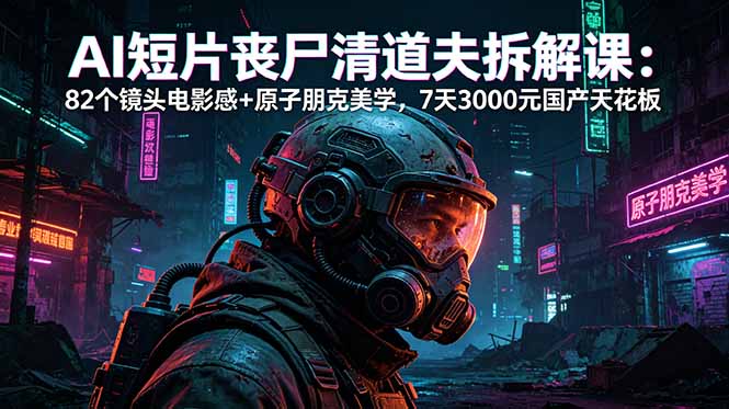 AI短片《丧尸清道夫》拆解课：82个镜头电影感+原子朋克美学，7天3000元国产天花板-问小徐资源库