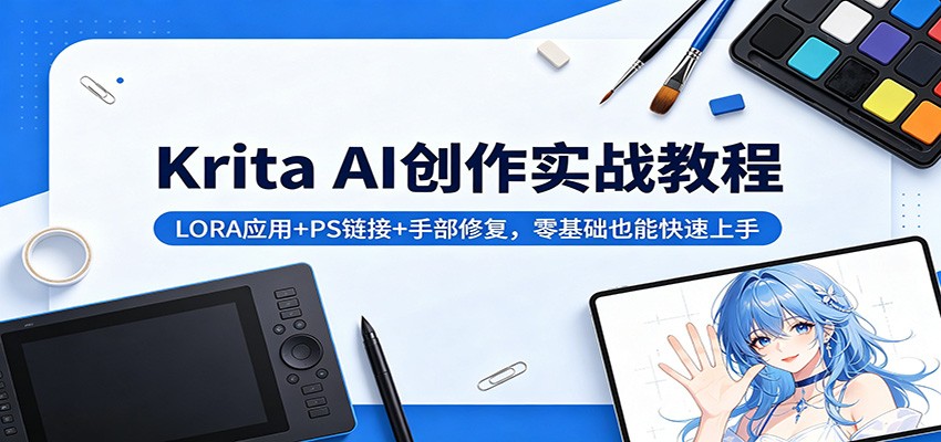 Krita AI创作实战教程：LORA应用+PS链接+手部修复，零基础也能快速上手-问小徐资源库