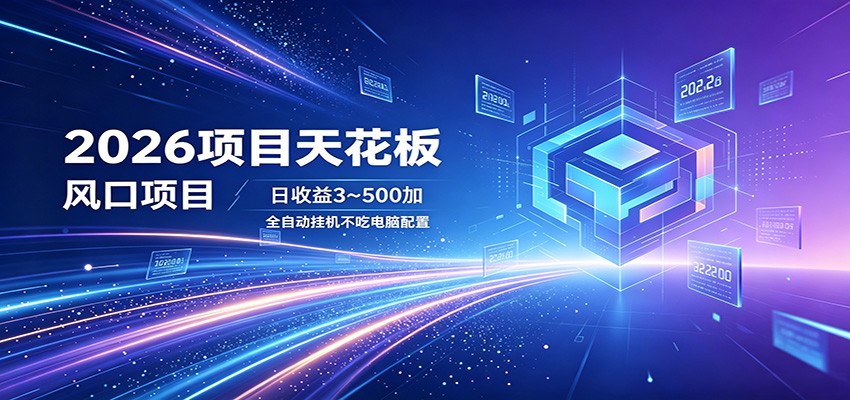 2026项目天花板，风口项目，日收益3~500+全自动挂机，不吃配置-问小徐资源库