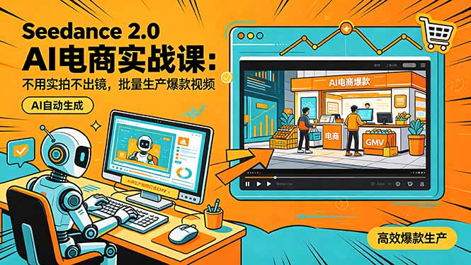Seedance 2.0 AI电商实战课：不用实拍不出镜，批量生产爆款视频打爆GMV-问小徐资源库