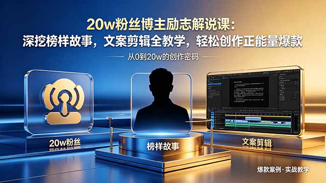 20w粉丝博主励志解说课：深挖榜样故事，文案剪辑全教学，轻松创作正能量爆款-问小徐资源库