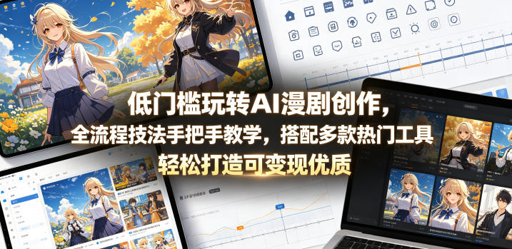 低门槛玩转AI漫剧创作，全流程技法手把手教学，搭配多款热门工具，轻松打造可变现优质作品-问小徐资源库