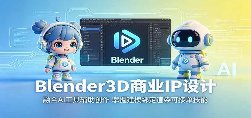 Blender3D商业IP设计:融合AI工具辅助创作,掌握建模绑定渲染可接单技能-问小徐资源库