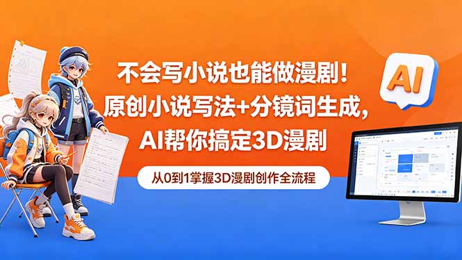 不会写小说也能做漫剧!原创小说写法+分镜词生成,AI帮你搞定3D漫剧-问小徐资源库
