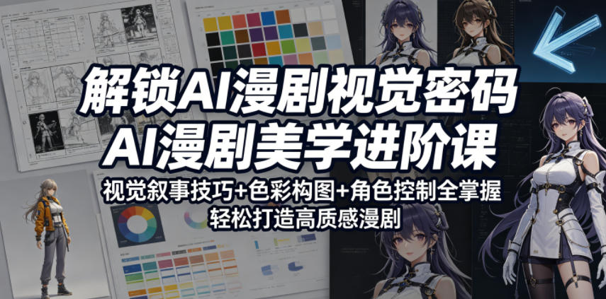 解锁AI漫剧视觉密码，AI漫剧美学进阶课，视觉叙事技巧+色彩构图+角色控制全掌握，轻松打造高质感漫剧-问小徐资源库