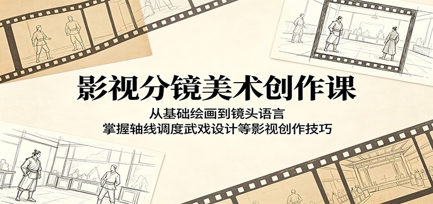 影视分镜美术创作课:从基础绘画到镜头语言,掌握轴线调度武戏设计等影视创作技巧-问小徐资源库