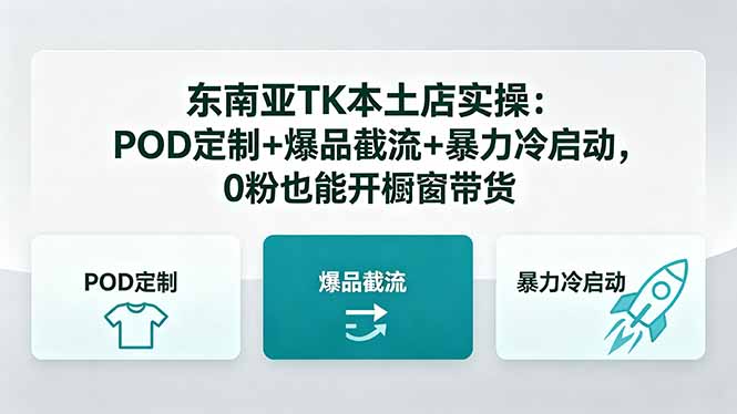 东南亚TK本土店实操：POD定制+爆品截流+暴力冷启动，0粉也能开橱窗带货-问小徐资源库