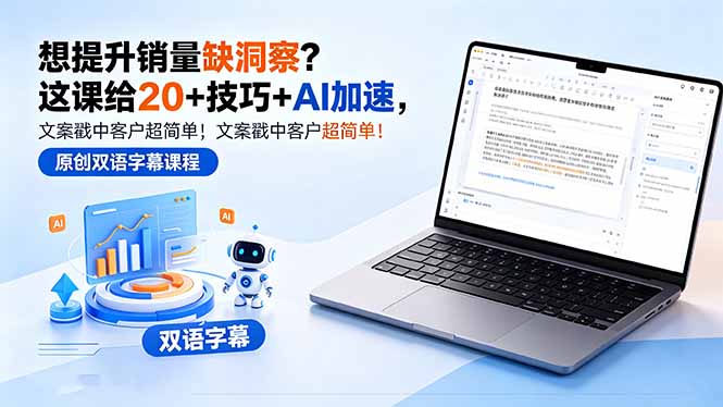 想提升销量缺洞察？这课给 20 + 技巧 + AI 加速，文案戳中客户超简单！【原创双语字幕】-问小徐资源库