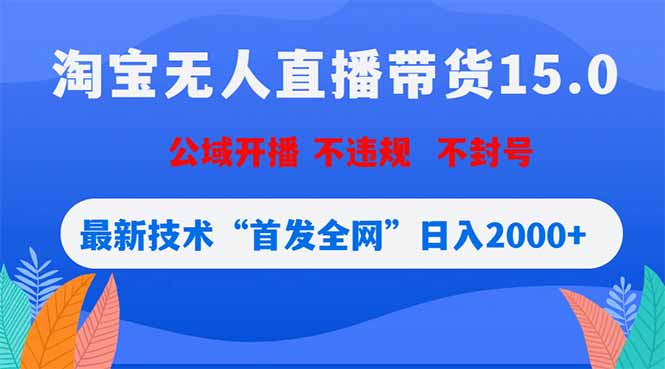 淘宝无人直播带货15.0，不封号，不违规，公域玩法，首发全网日入2000+-问小徐资源库