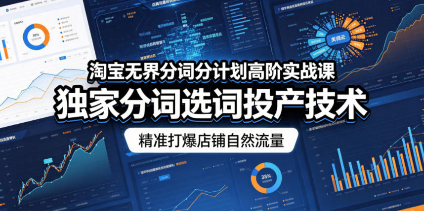 淘宝无界分词分计划高阶实战课，独家分词选词投产技术，精准打爆店铺自然流量-问小徐资源库