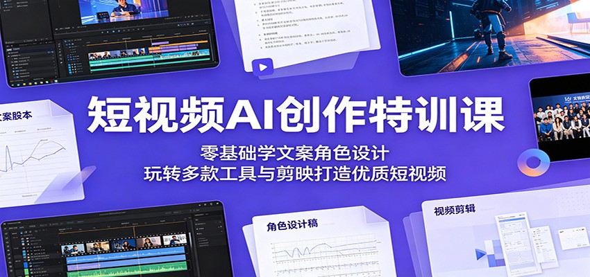 短视频AI创作特训课：零基础学文案角色设计，玩转多款工具与剪映打造优质短视频-问小徐资源库