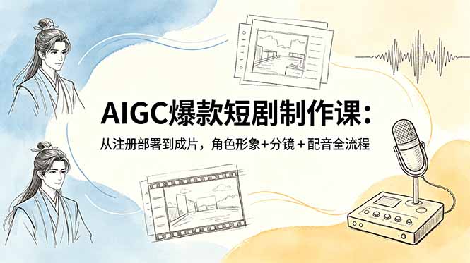 AIGC爆款短剧制作课：从注册部署到成片，角色形象+分镜+配音全流程-问小徐资源库