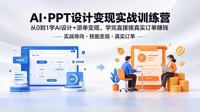 AI·PPT设计变现实战训练营，从0到1学AI设计+派单变现，学完直接接真实订单赚钱-问小徐资源库