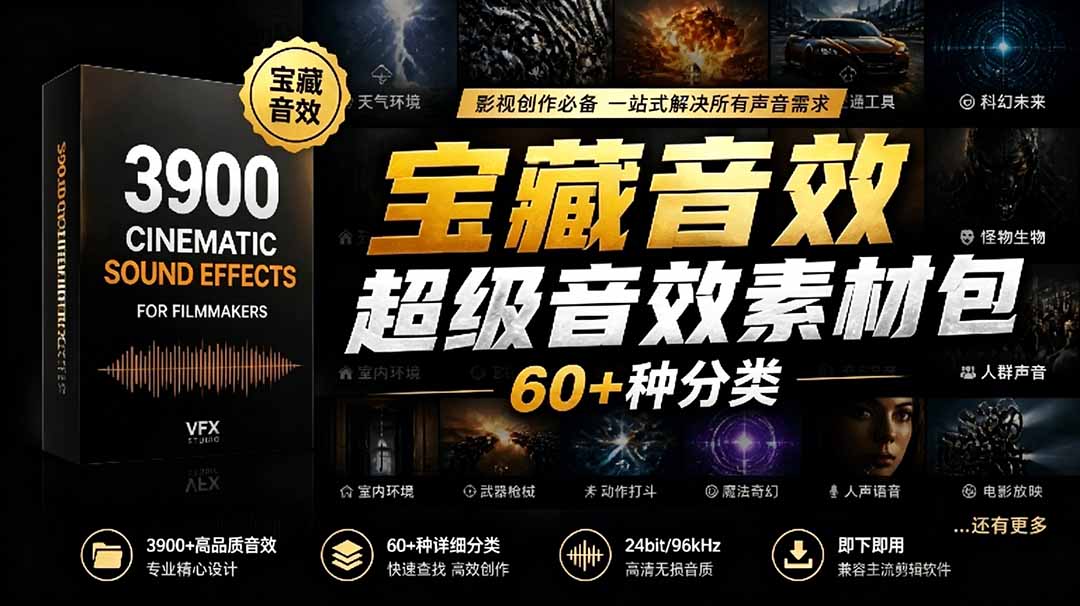 宝藏音效合集包!60+多种音效分类,共计3900个,分类清晰,全中文分类,高品质剪辑音效素材包-问小徐资源库