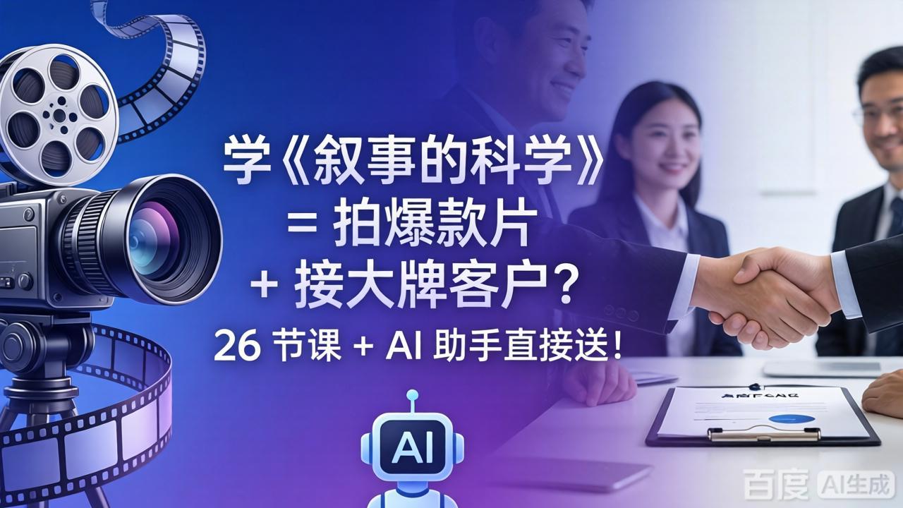 学《叙事的科学》= 拍爆款片 + 接大牌客户？26 节课 + AI 助手直接送！-问小徐资源库