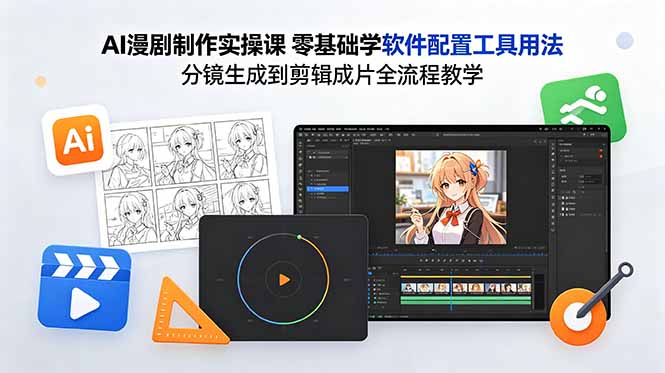 AI漫剧制作实操课 零基础学软件配置工具用法 分镜生成到剪辑成片全流程教学-问小徐资源库