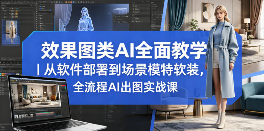 效果图类AI全面教学｜从软件部署到场景模特软装，全流程AI出图实战课-问小徐资源库