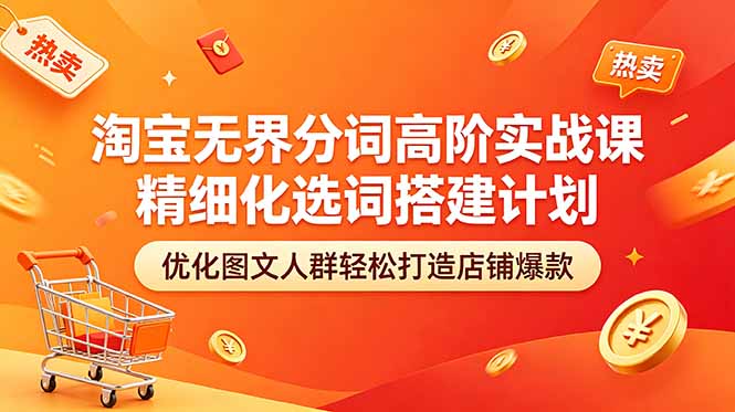 淘宝无界分词高阶实战课 精细化选词搭建计划 优化图文人群轻松打造店铺爆款-问小徐资源库