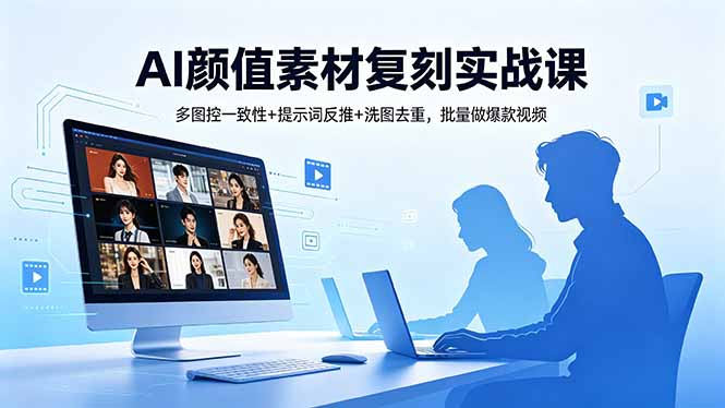 AI颜值素材复刻实战课，多图控一致性+提示词反推+洗图去重，批量做爆款视频-问小徐资源库