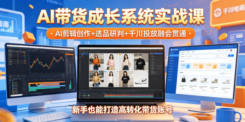 AI带货成长系统实战课,AI剪辑创作+选品研判+千川投放融会贯通,新手也能打造高转化带货账号(更新2026年)-问小徐资源库