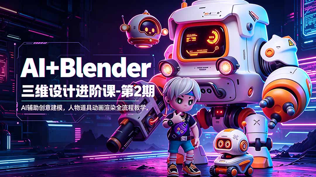 AI+Blender三维设计进阶课-第2期：AI辅助创意建模，人物道具动画渲染全流程教学-问小徐资源库