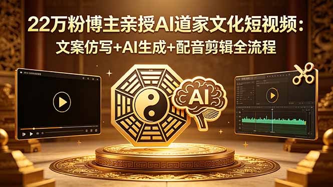22万粉博主亲授AI道家文化短视频：文案仿写+AI生成+配音剪辑全流程-问小徐资源库