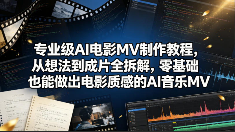 专业级AI电影MV制作教程，从想法到成片全拆解，零基础也能做出电影质感的AI音乐MV-问小徐资源库
