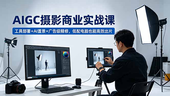 AIGC 摄影商业实战课，工具部署+AI置景+广告级精修，低配电脑也能高效出片-问小徐资源库