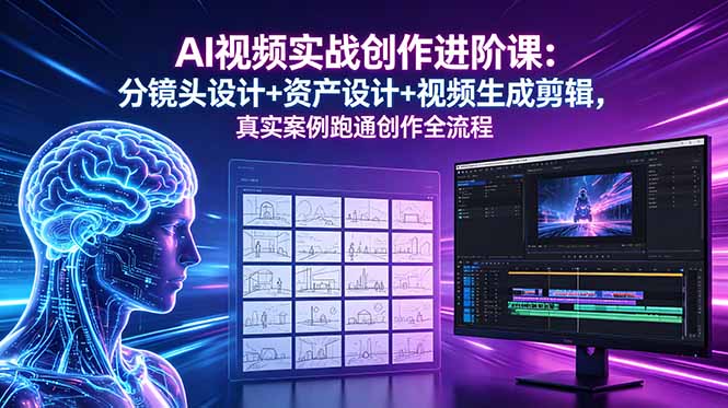 AI视频实战创作进阶课：分镜头设计+资产设计+视频生成剪辑，真实案例跑通创作全流程-问小徐资源库