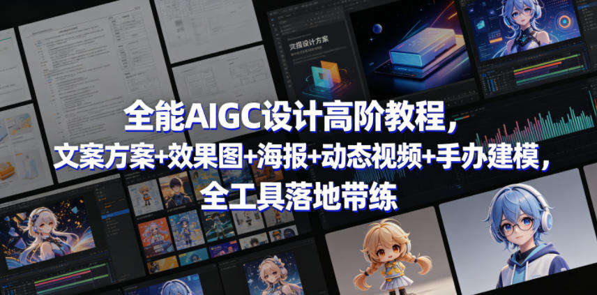 全能AIGC设计高阶教程，文案方案+效果图+海报+动态视频+手办建模，全工具落地带练-问小徐资源库
