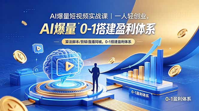 AI爆量短视频实战课|一人轻创业,算法脚本剪辑直播同城,0-1搭建盈利体系-问小徐资源库