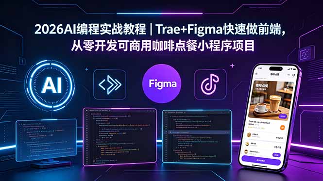 2026AI编程实战教程|Trae+Figma快速做前端,从零开发可商用咖啡点餐小程序项目-问小徐资源库