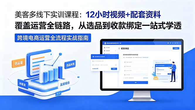 美客多线下实训课程:12小时视频+配套资料覆盖运营全链路,从选品到收款绑定一站式学透-问小徐资源库