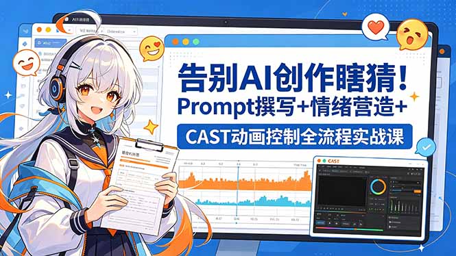 告别AI创作瞎猜！Prompt撰写+情绪营造+CAST动画控制全流程实战课-问小徐资源库