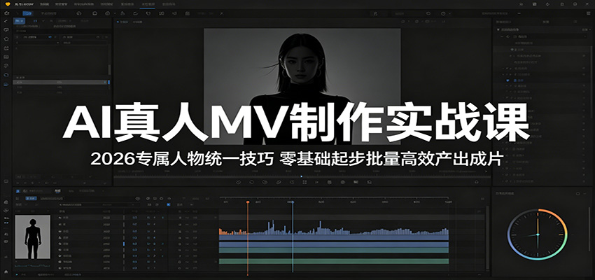 AI真人MV制作实战课：2026专属人物统一技巧，零基础起步批量高效产出成片-问小徐资源库