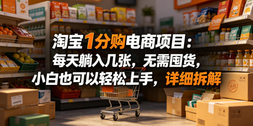 淘宝1分购电商项目：每天躺入几张，无需囤货，小白也可以轻松上手，详细拆解-问小徐资源库