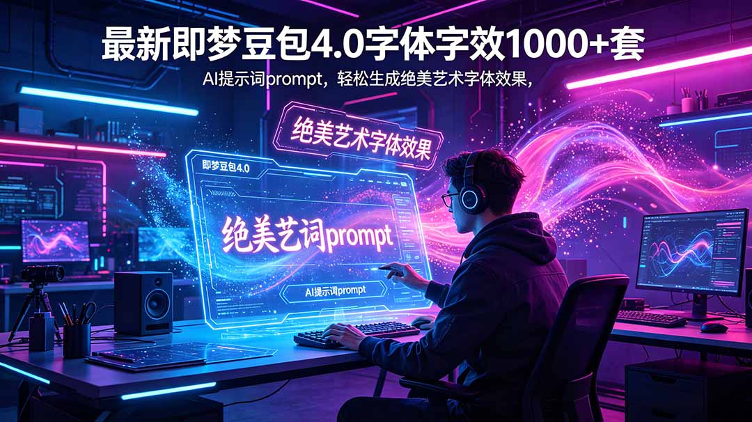 最新即梦豆包4.0字体字效1000+套,AI提示词prompt,轻松生成绝美艺术字体效果-问小徐资源库