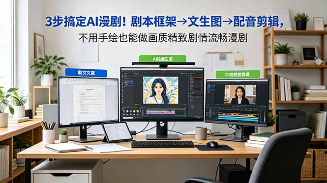 3步搞定AI漫剧!剧本框架→文生图→配音剪辑,不用手绘也能做画质精致剧情流畅漫剧-问小徐资源库